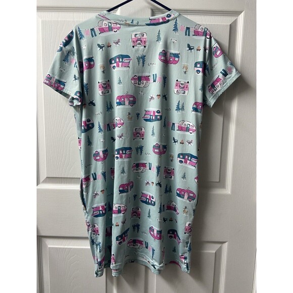 Joyspun Womens Small/Medium Green Pink Glamping Sleep Shirt - Picture 3 of 6